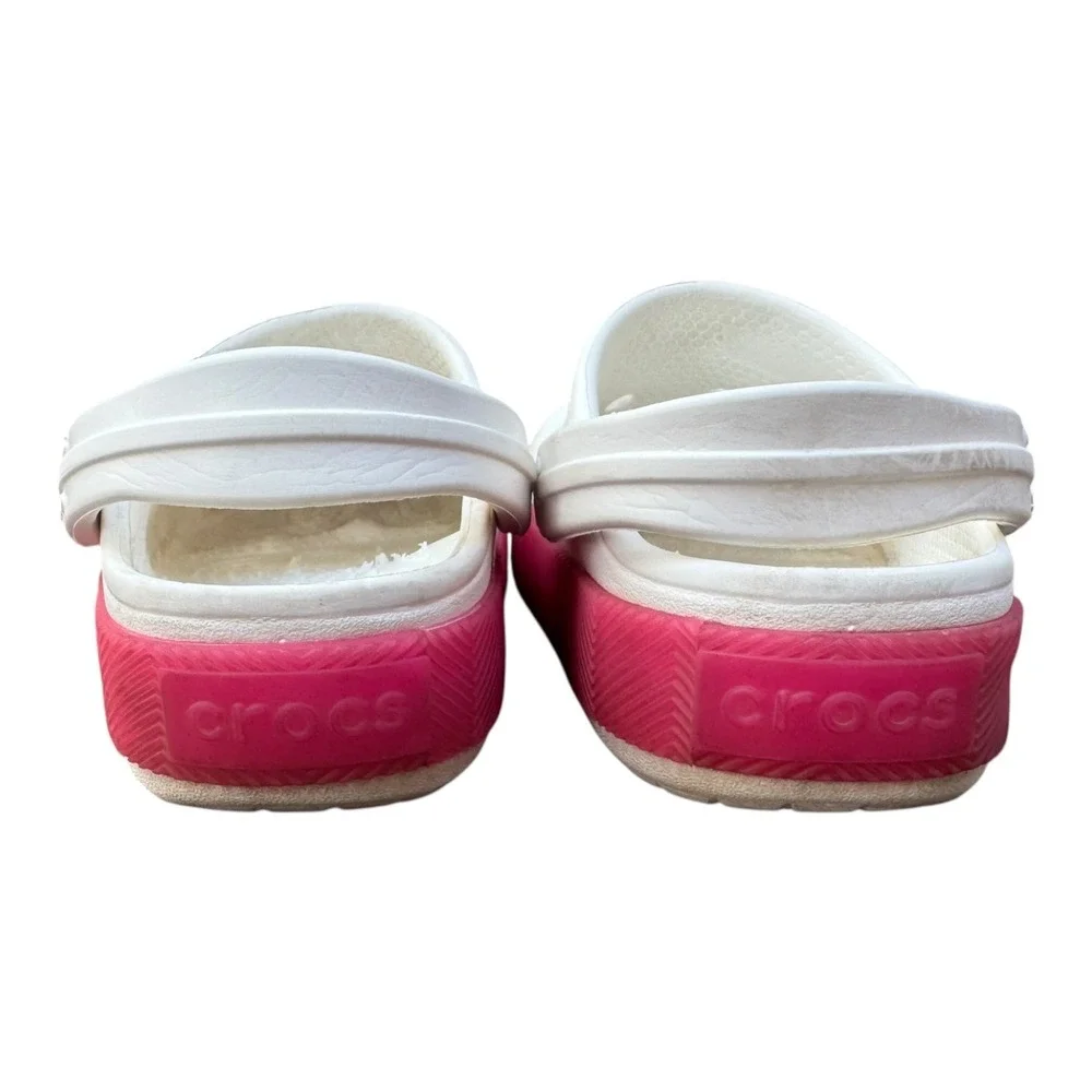 Crocs Kids Classic Cutie Clog‎ White Pink Platform Sandals Toddler Size 8